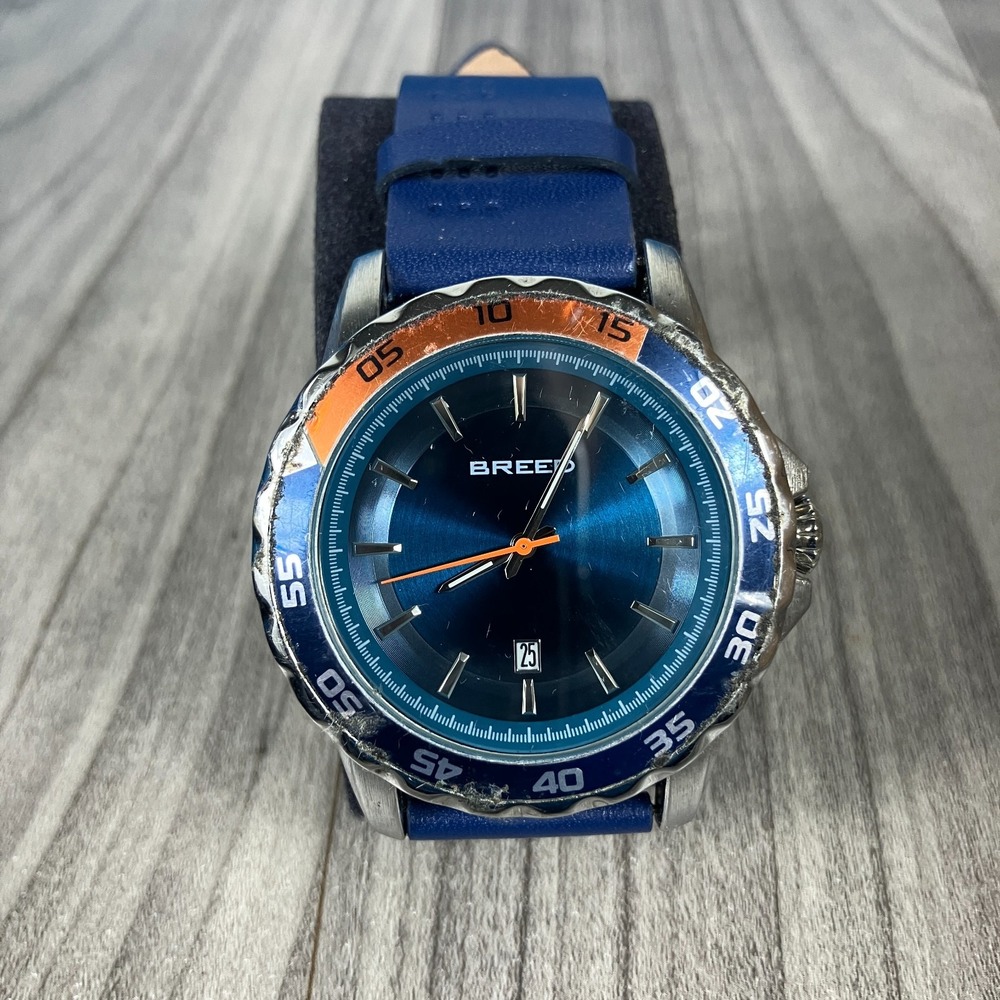 Breed Mans Watch  45mm Date Quartz Movement‎ Blue Dial